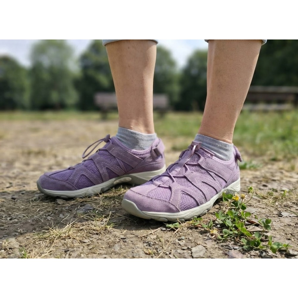 Easy Spirit Earthen Purple Suede Mesh Walking Shoes Sandals Bungee Womens 12M